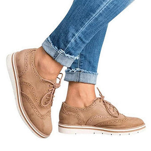 CYSINCOS Non-slip Sneakers Women Leather Platform Shoes Women Casual Shoes Flats Leather Shoes Cut-Outs Flat Plus Size 35-43