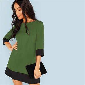 SHEIN Green Going Out Contrast Trim Tunic Three Quarter Length