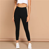 SHEIN High Waist Solid Casual Leggings Women 2019